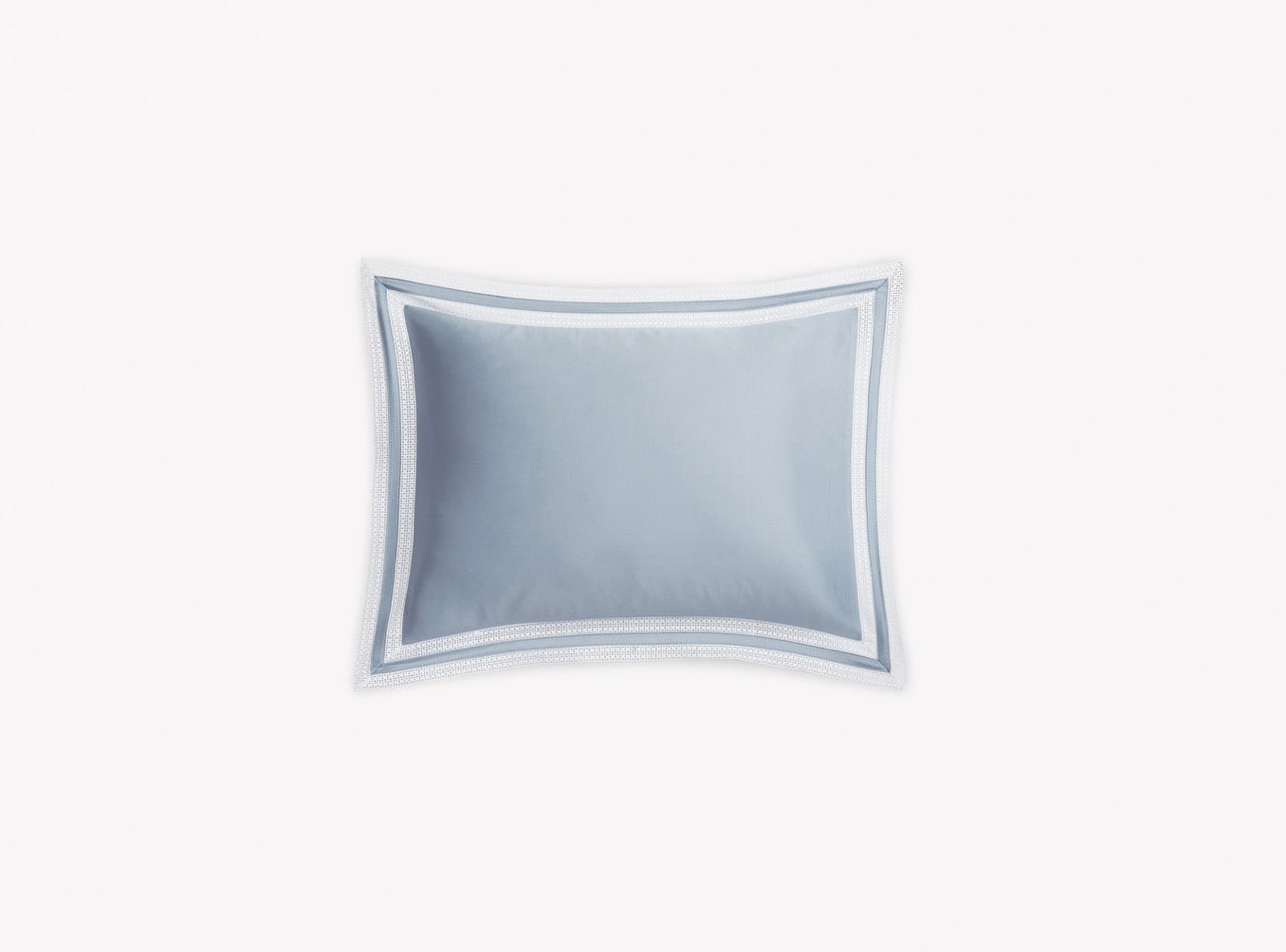 Image of Matouk Grace boudoir sham in color hazy blue.