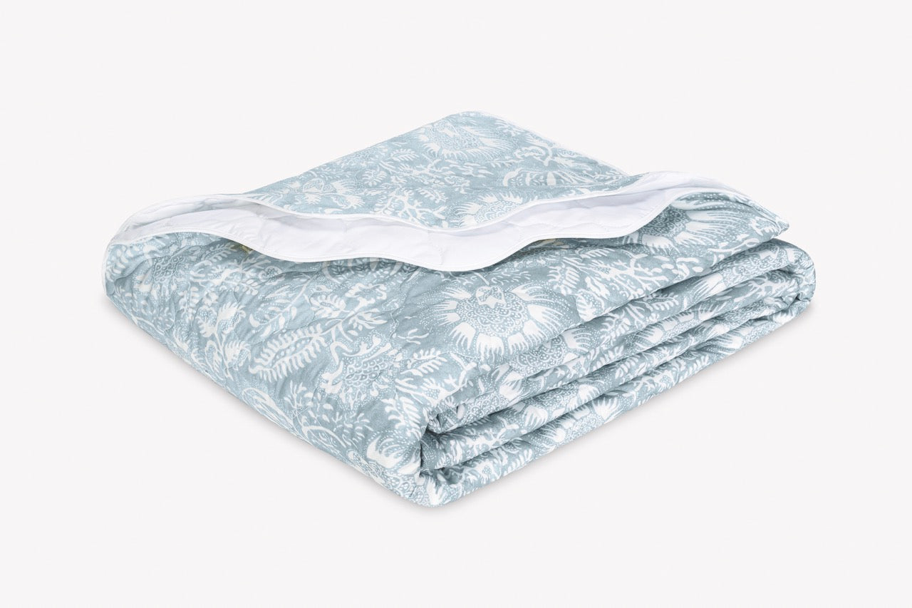 Image of Matouk Granada quilt in color hazy blue.