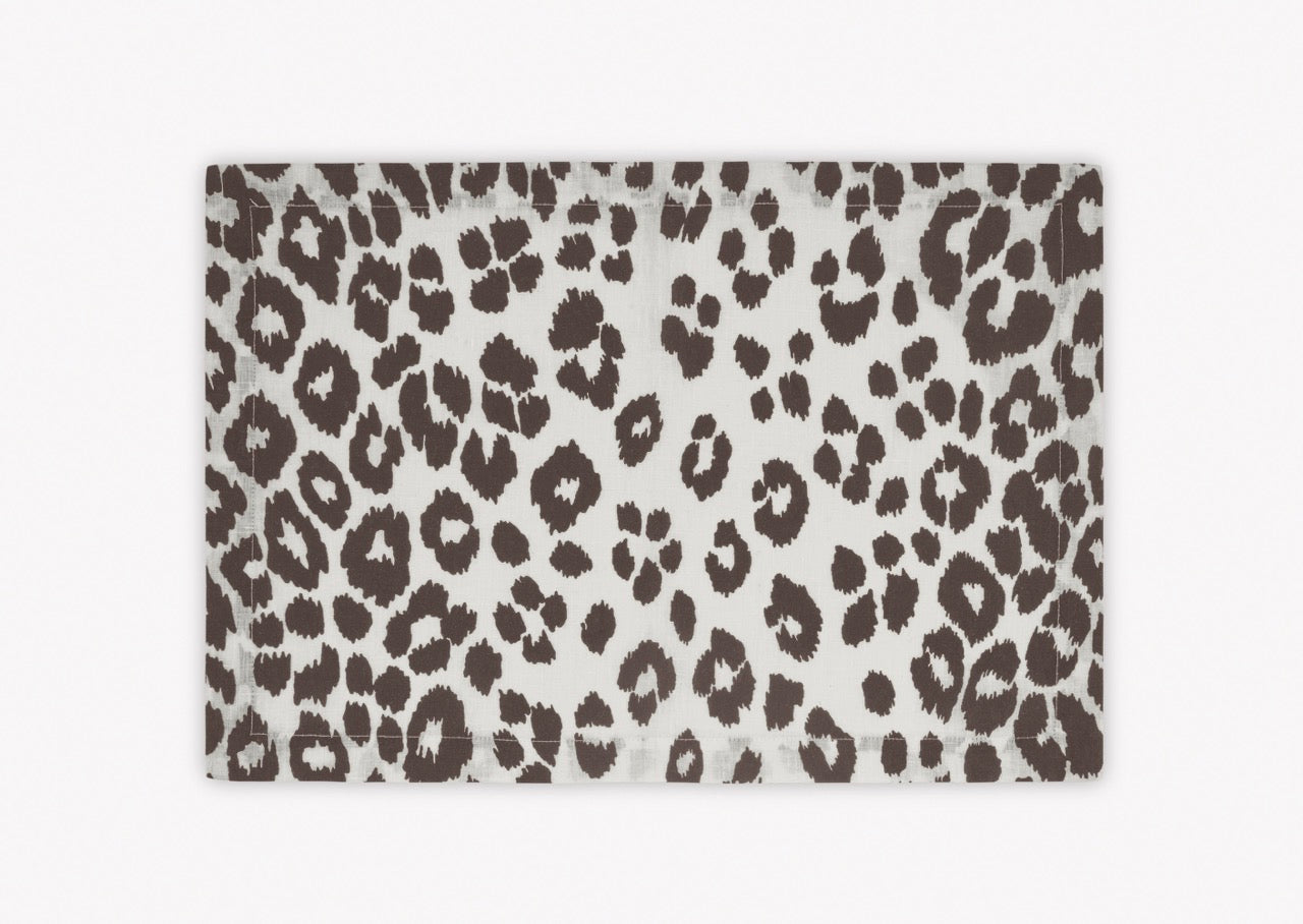 Image of Matouk Iconic Leopard placemat in color Cinder.