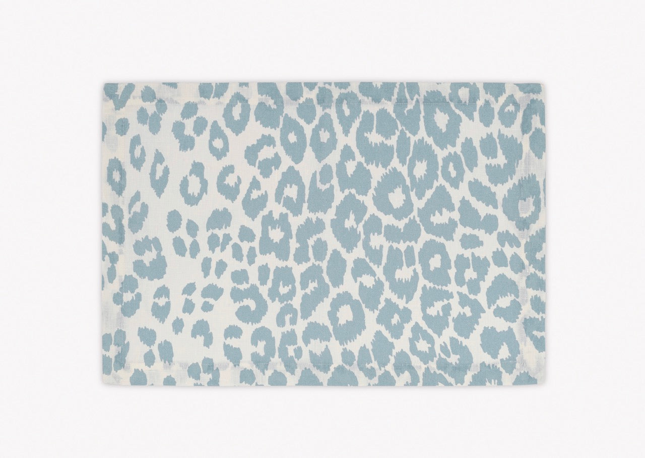 Image of Matouk Iconic Leopard placemat in color sky.