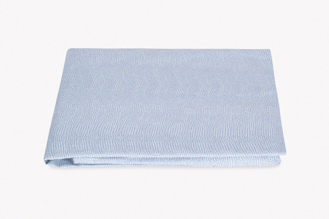 Image of Matouk Jasper fitted sheet in color hazy blue.