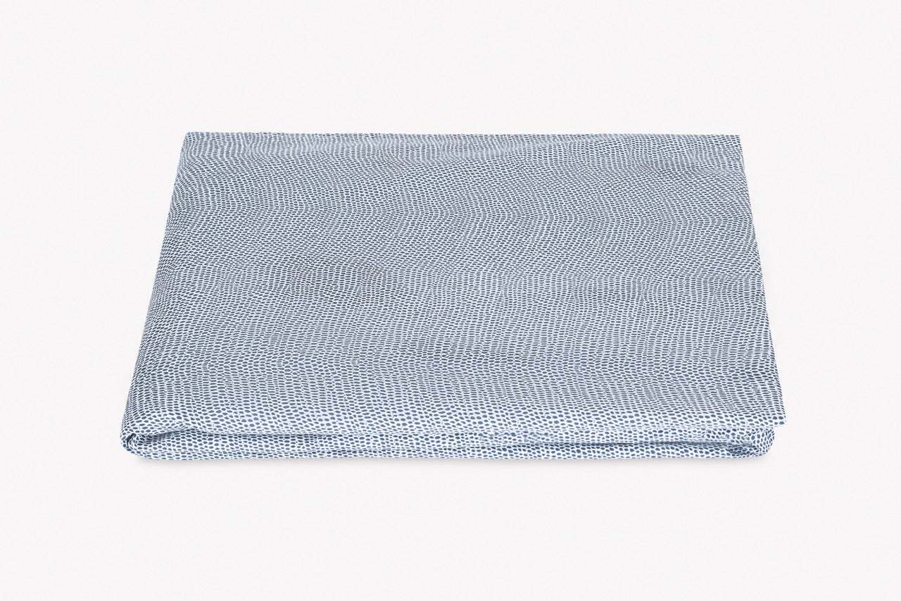 Image of Matouk Jasper fitted sheet in color steel blue.