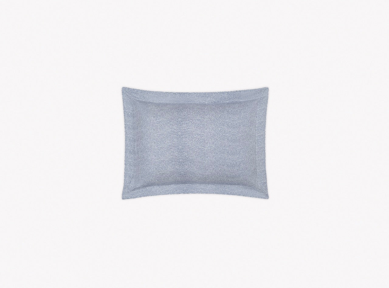 Image of Matouk Jasper boudoir sham in color steel blue.