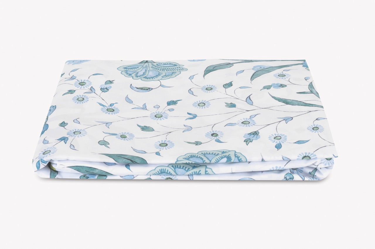 Image of Matouk Khilana fitted sheet in color blue.