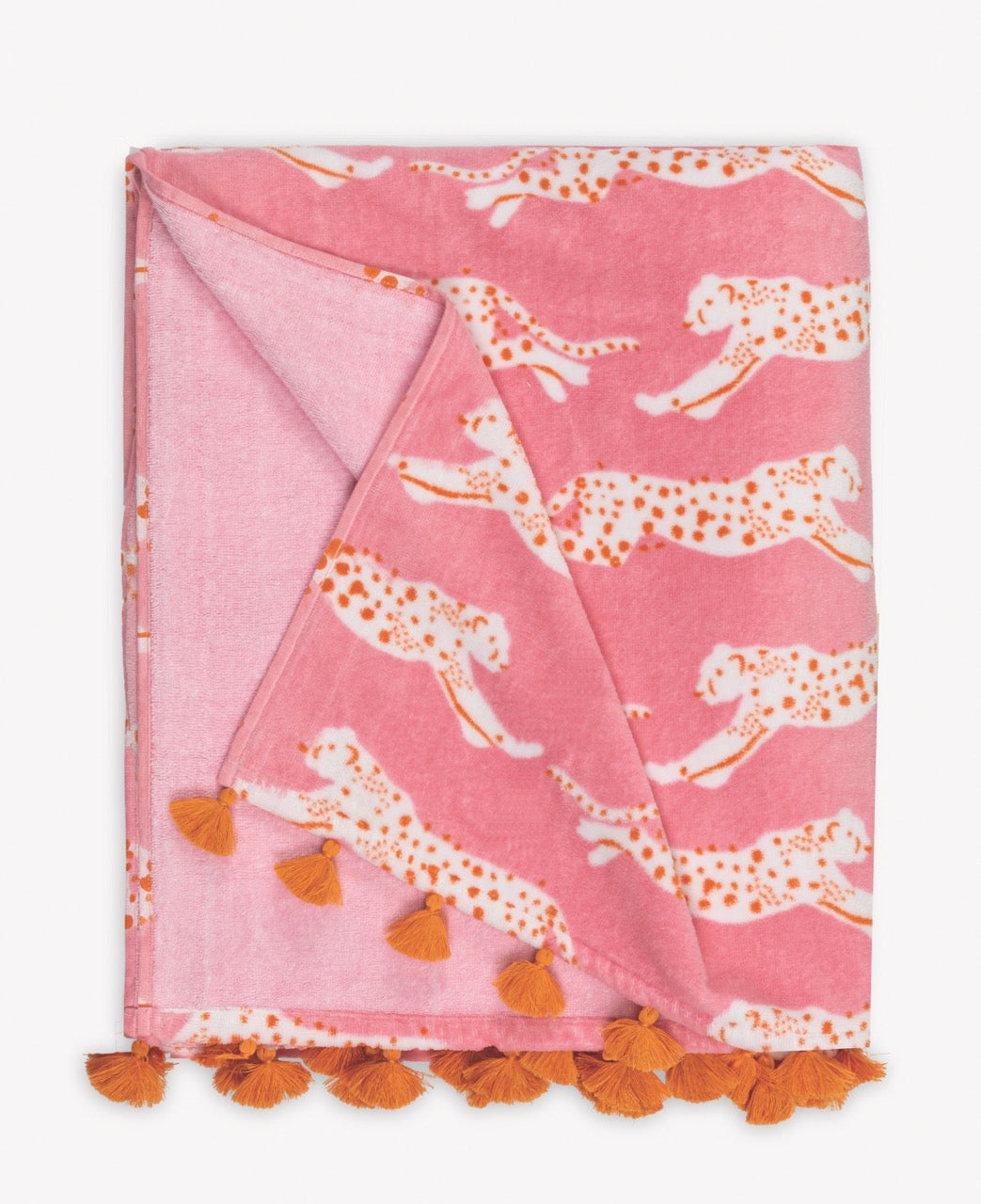 Image of Matouk Leaping Leopard Pink Sugar Beach Towel