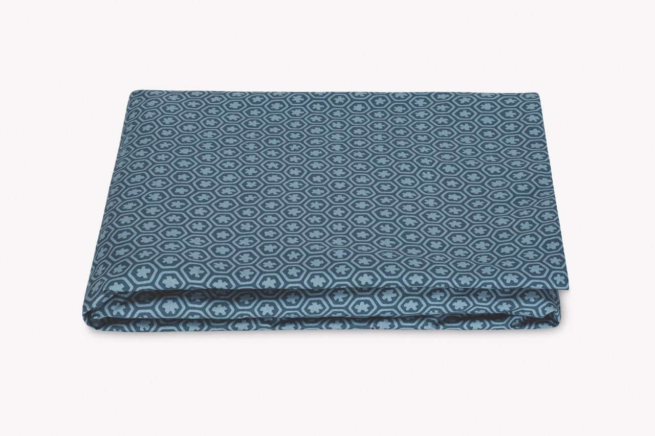 Image of Matouk Levi fitted sheet in color prussian blue.