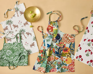 Photo of the The Schumacher Linen Apron ensemble.