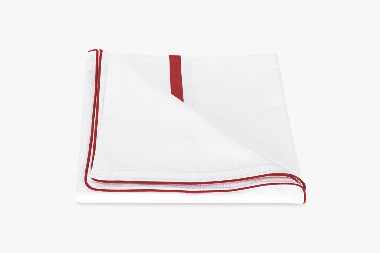 Image of Matouk Louise pique duvet in color scarlet.