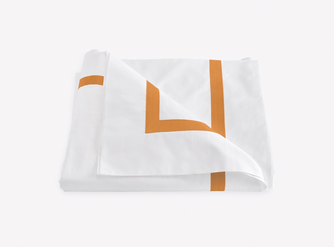 Image of Matouk Lowell duvet in color tangerine.