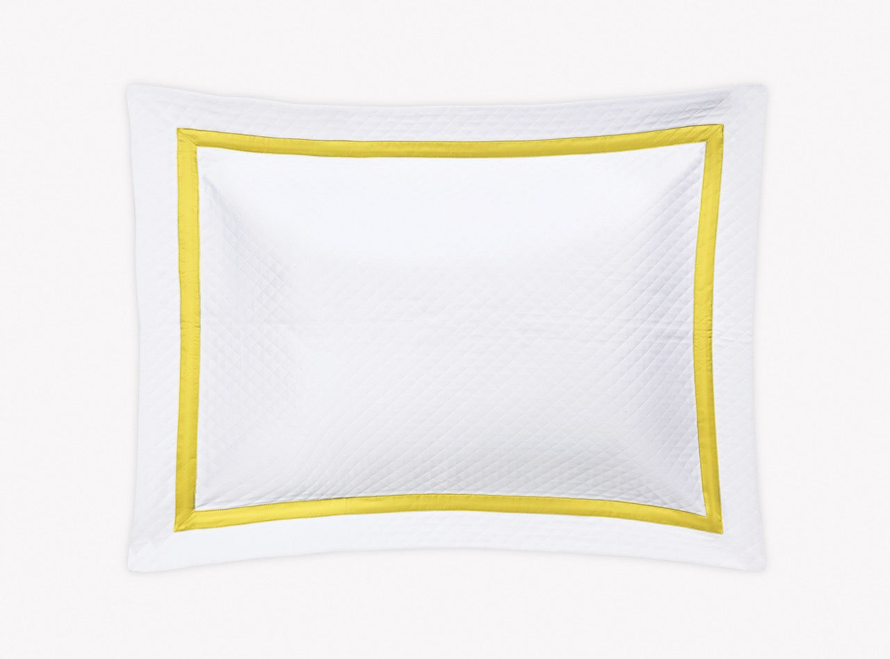 Image of Matouk Lowell matelasse sham in color lemon.