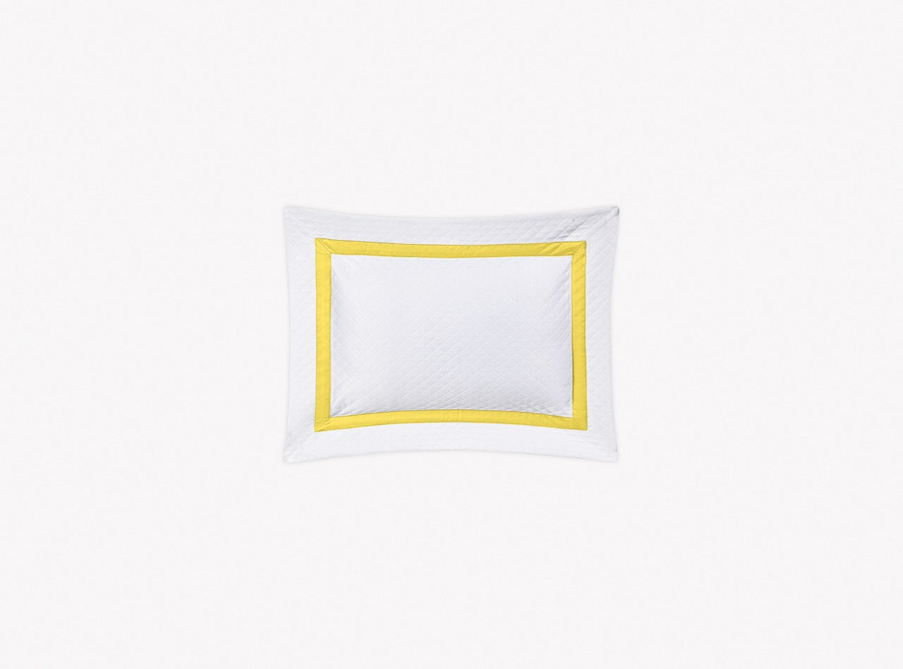 Image of Matouk Lowell matelasse boudoir sham in color lemon.