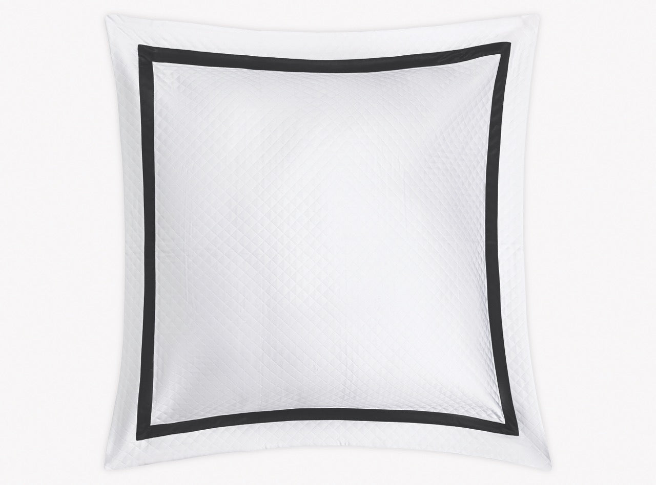 Image of Matouk Lowell matelasse euro sham in color black.