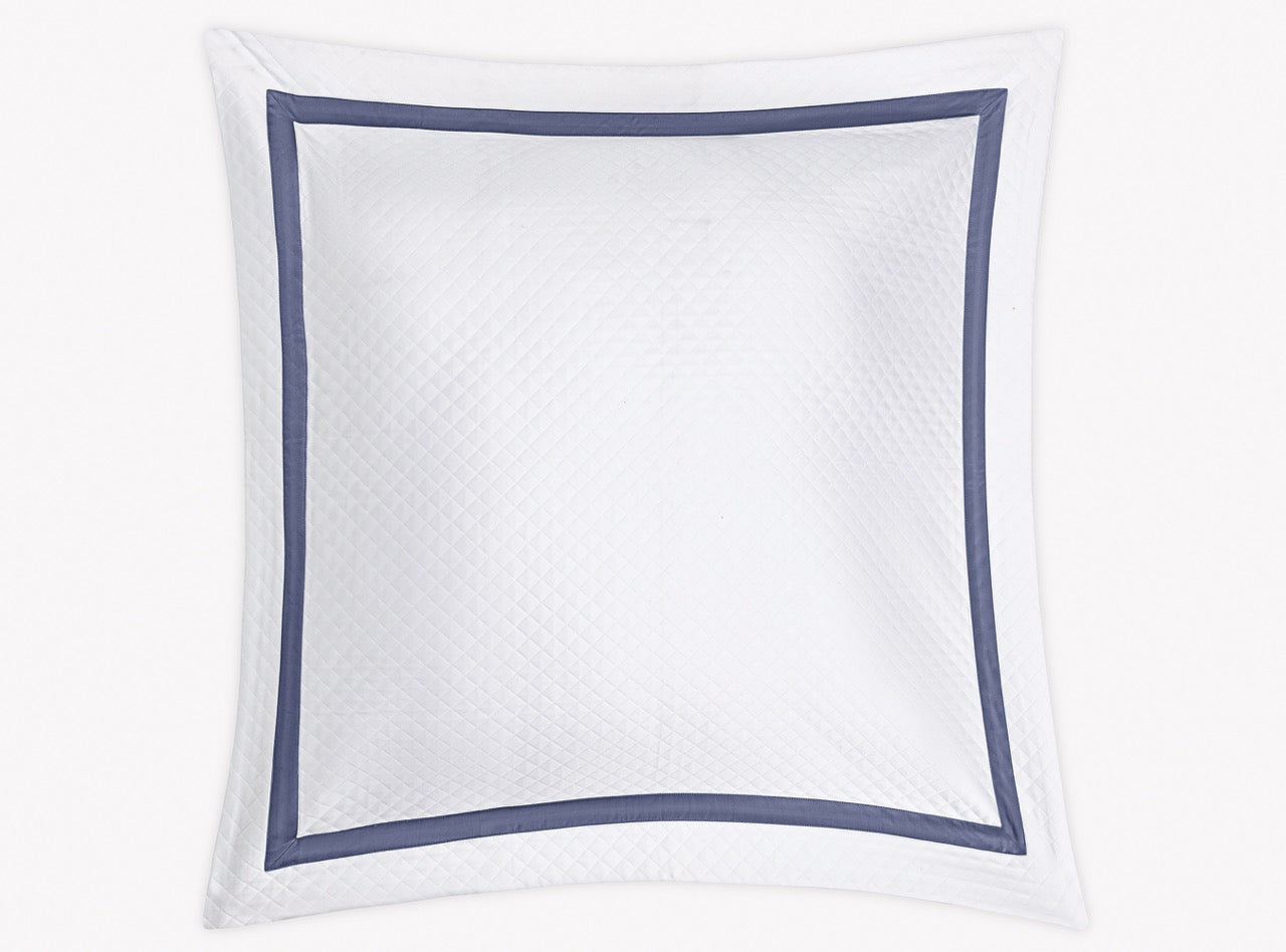 Image of Matouk Lowell matelasse euro sham in color steel blue.