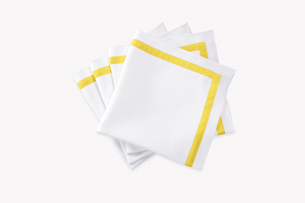 Image of Matouk Lowell napkins in color canary.