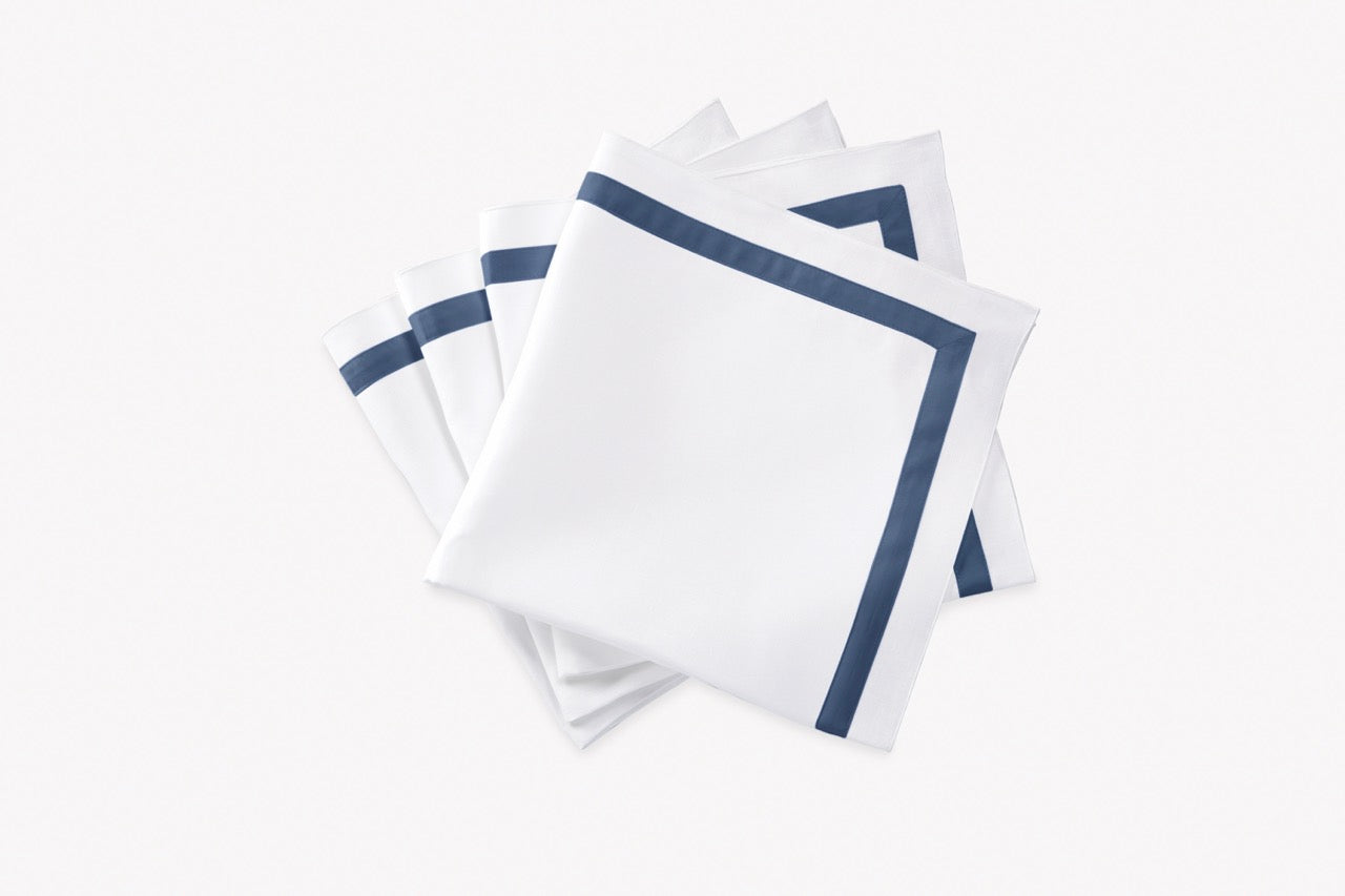 Image of Matouk Lowell napkins in color steel blue.