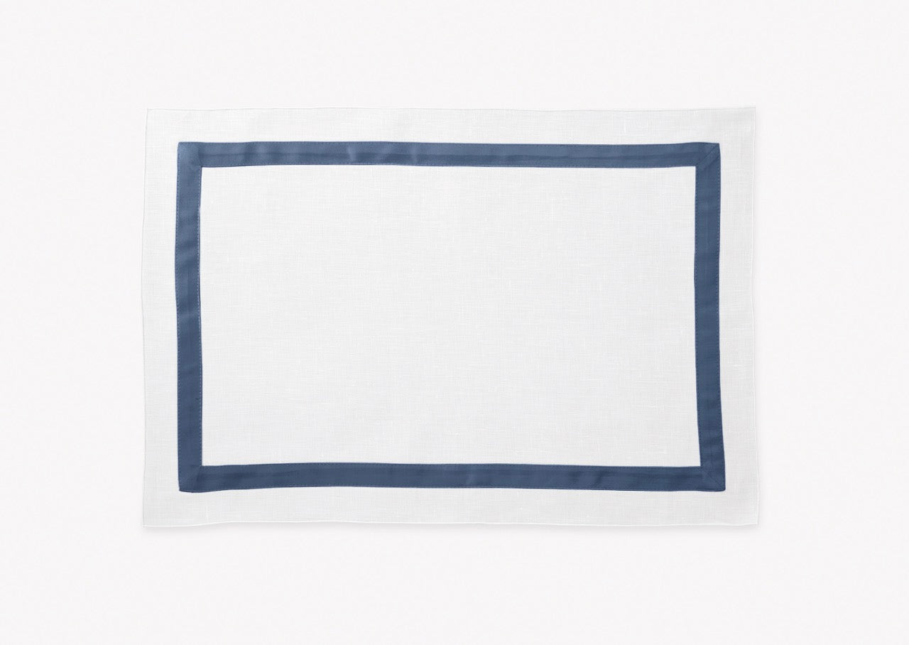 Image of Matouk Lowell placemat in color steel blue.