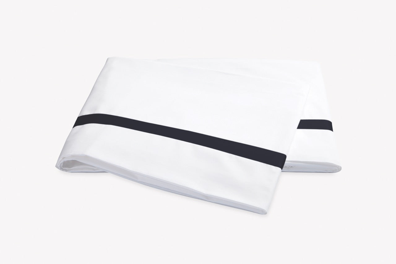 Image of Matouk Lowell flat sheet in color navy.