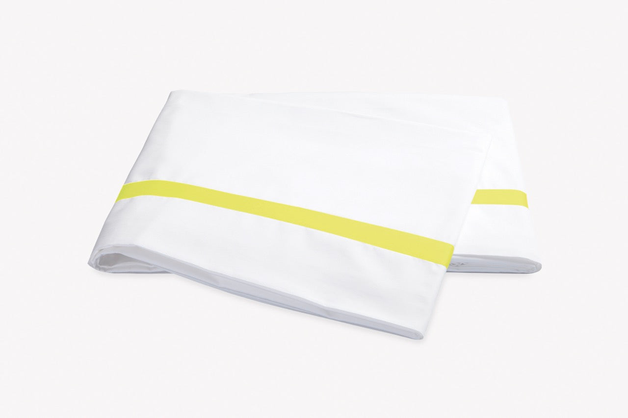 Image of Matouk Lowell flat sheet in color bed lemon.