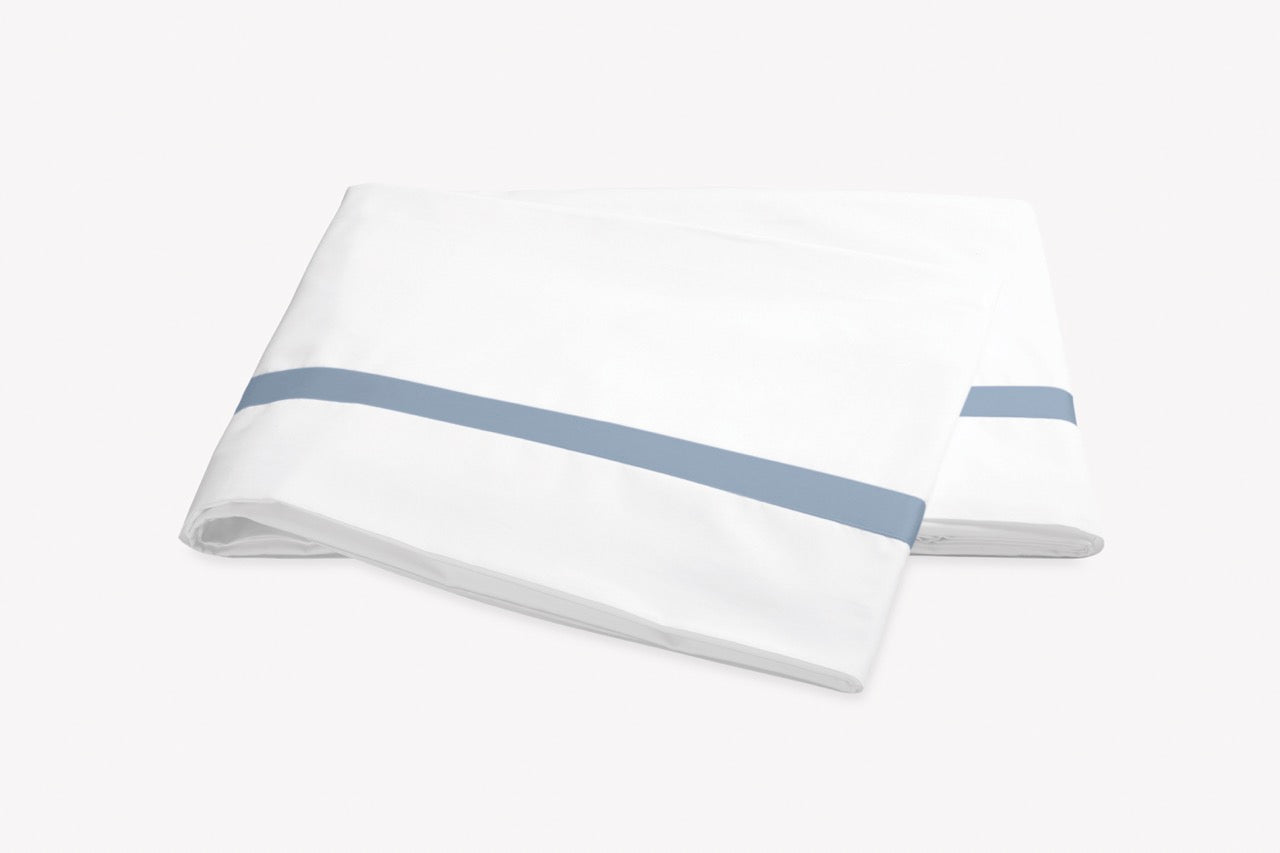 Image of Matouk Lowell flat sheet in color hazy blue.