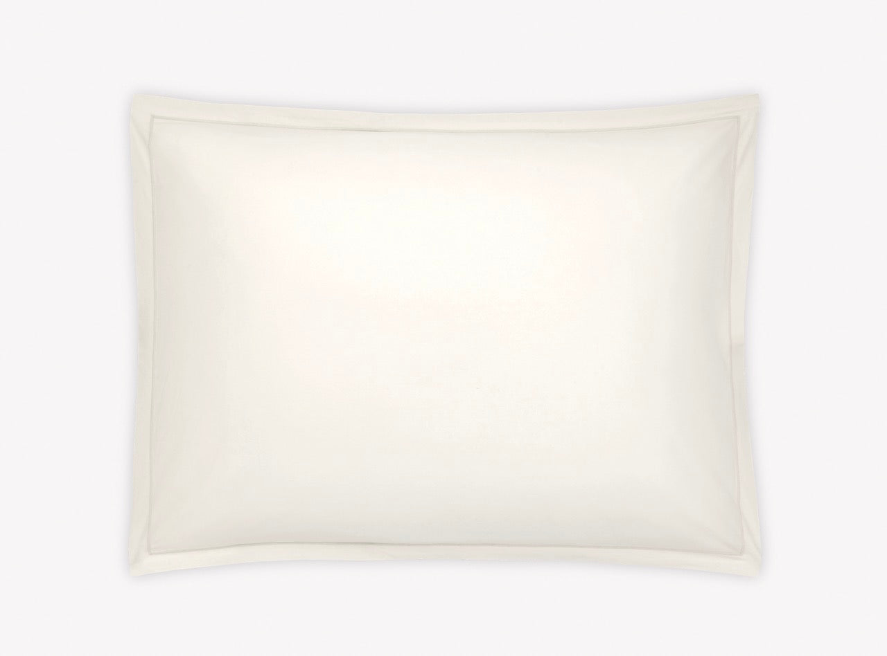 Image of Matouk Luca satin stitch sham in color ivory.