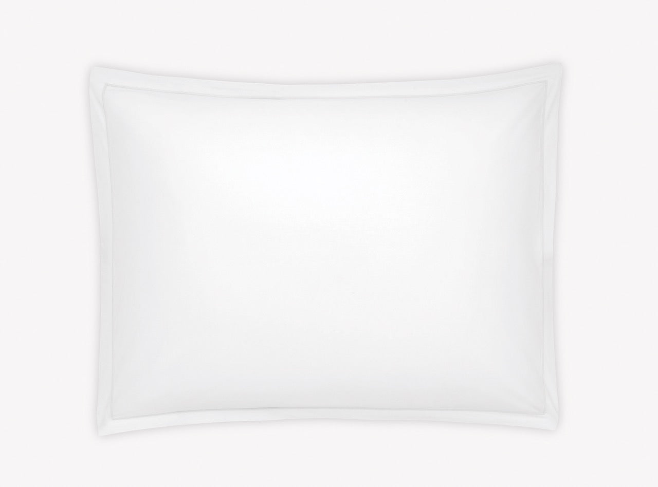 Image of Matouk Luca satin stitch sham in color white.