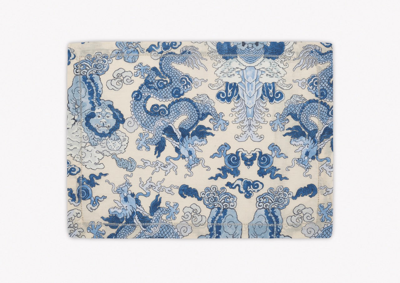 Image of Matouk Magic Mountain placemat in color porcelain blue.