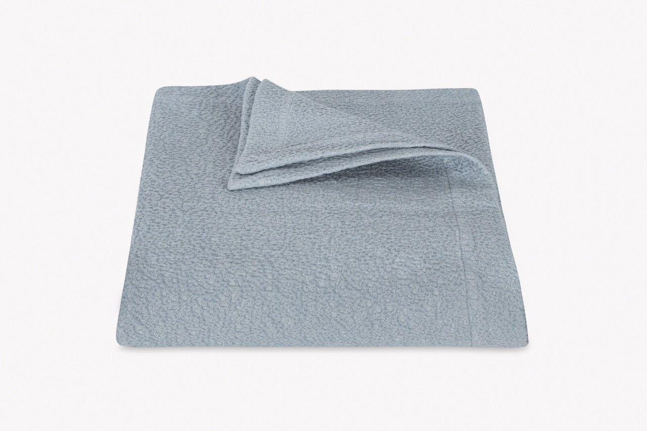 Image of Matouk Malibu coverlet in color hazy blue.