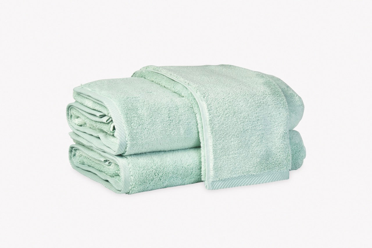 Image of Matouk Milagro towels in color aqua.