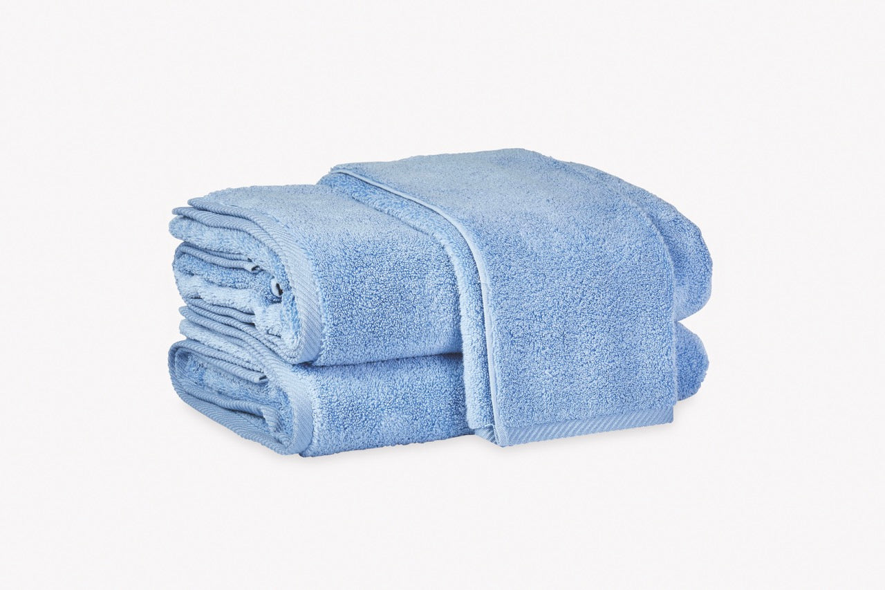 Image of Matouk Milagro towels in color azure.