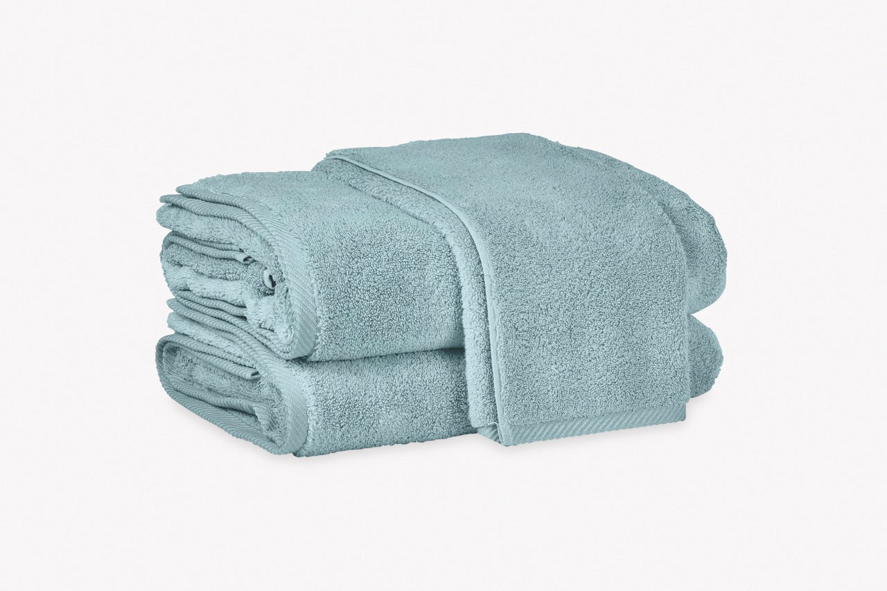 Image of Matouk Milagro towels in color Cerulean new.