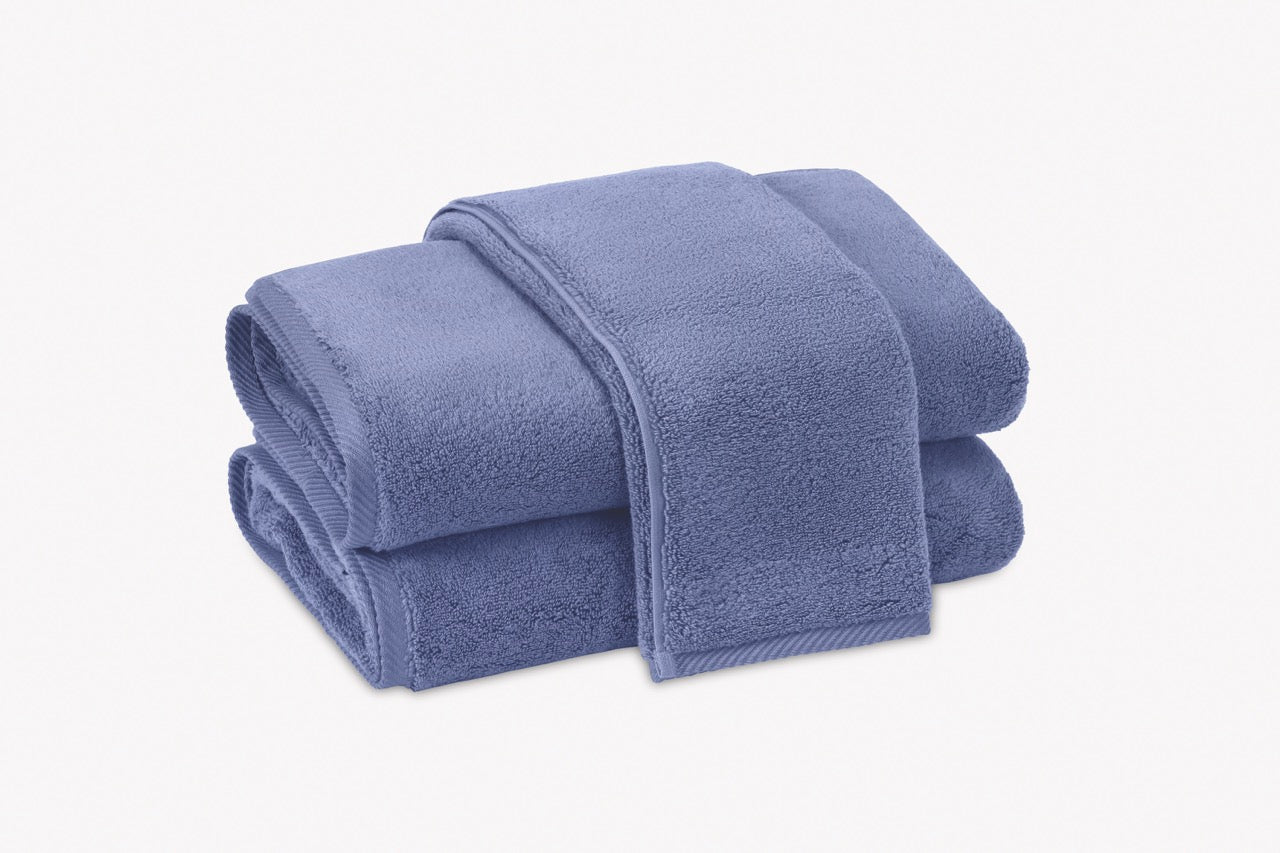 Image of Matouk Milagro towels in color Periwinkle.