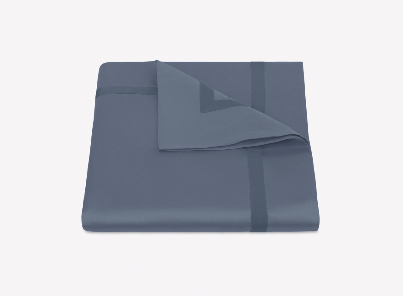 Image of Matouk Nocturne duvet in color steel blue.