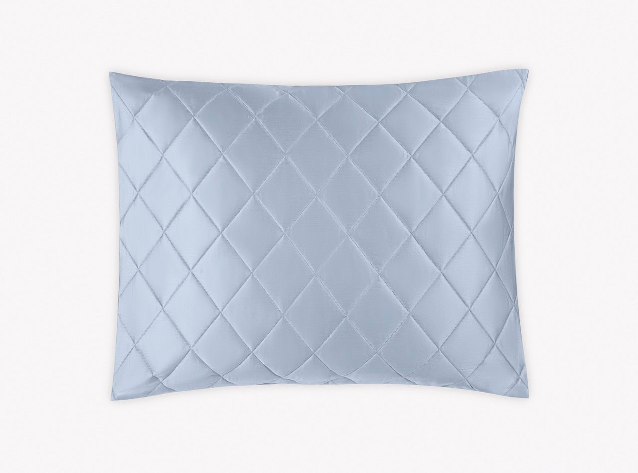 Image of Matouk Nocturne quilt in color sham in color hazy blue.