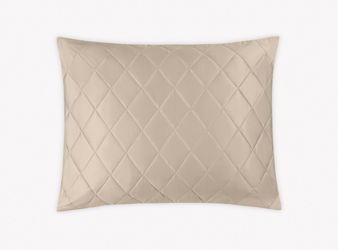 Image of Matouk Nocturne quilt in color sham in color khaki.