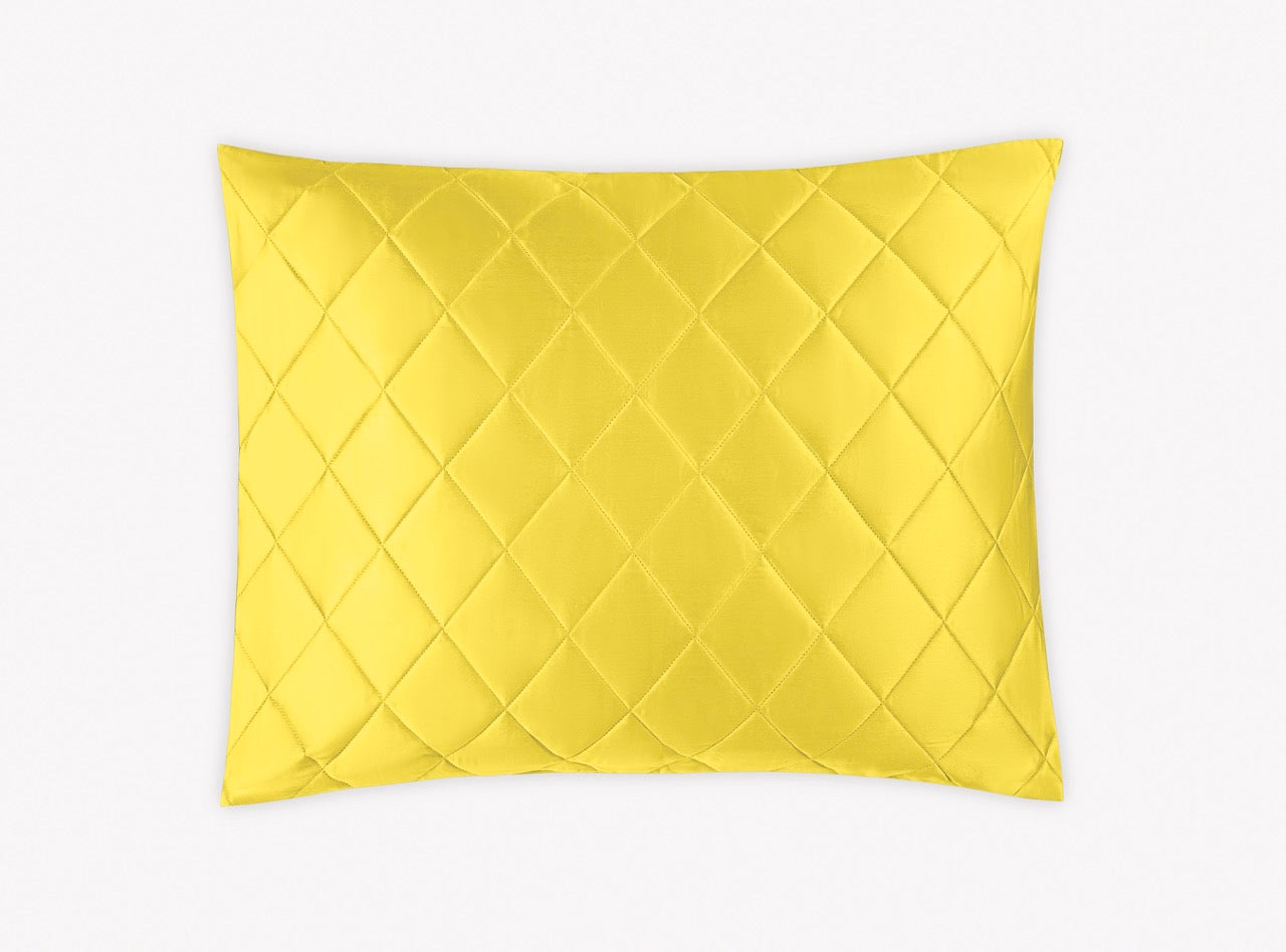 Image of Matouk Nocturne quilt in color sham in color lemon.