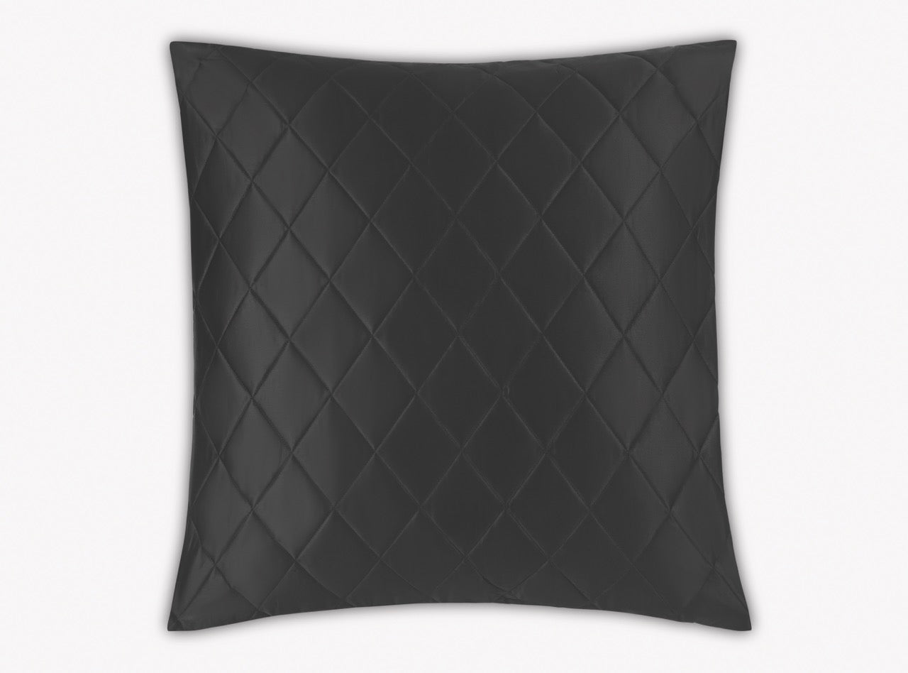 Image of Matouk Nocturne quilt in color euro sham in color black.