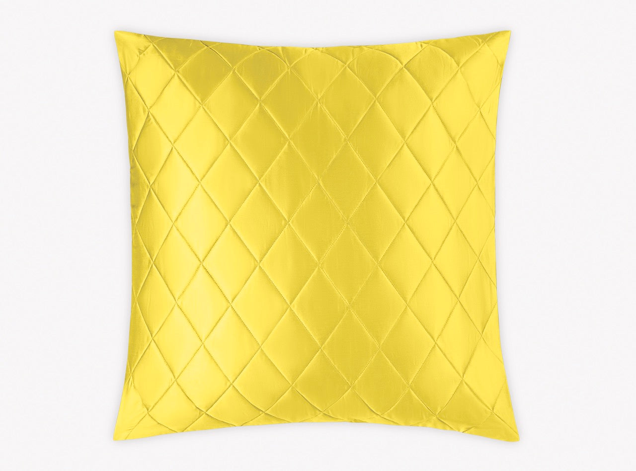 Image of Matouk Nocturne quilt in color euro sham in color lemon.