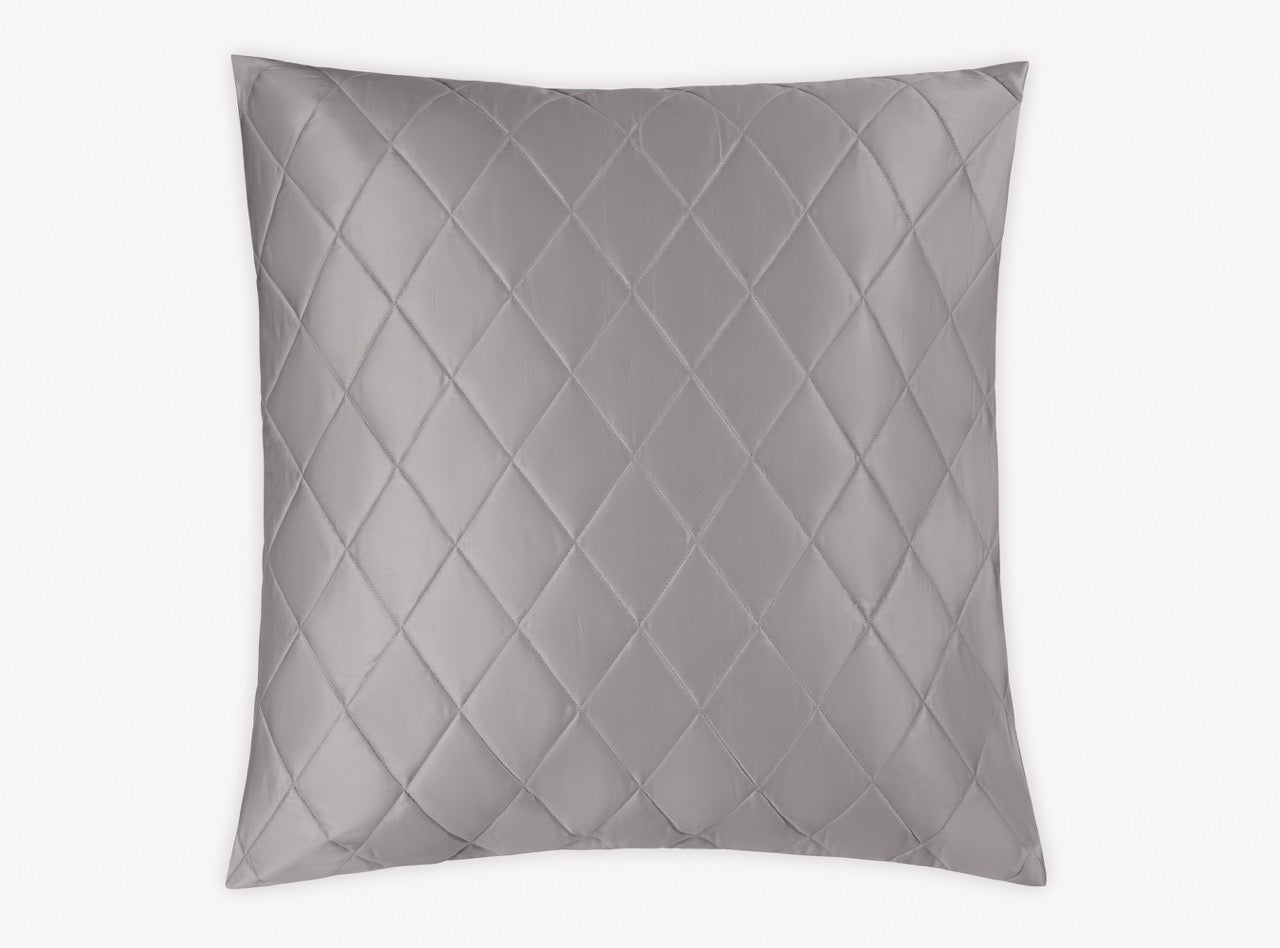 Image of Matouk Nocturne quilt in color euro sham in color platinum.