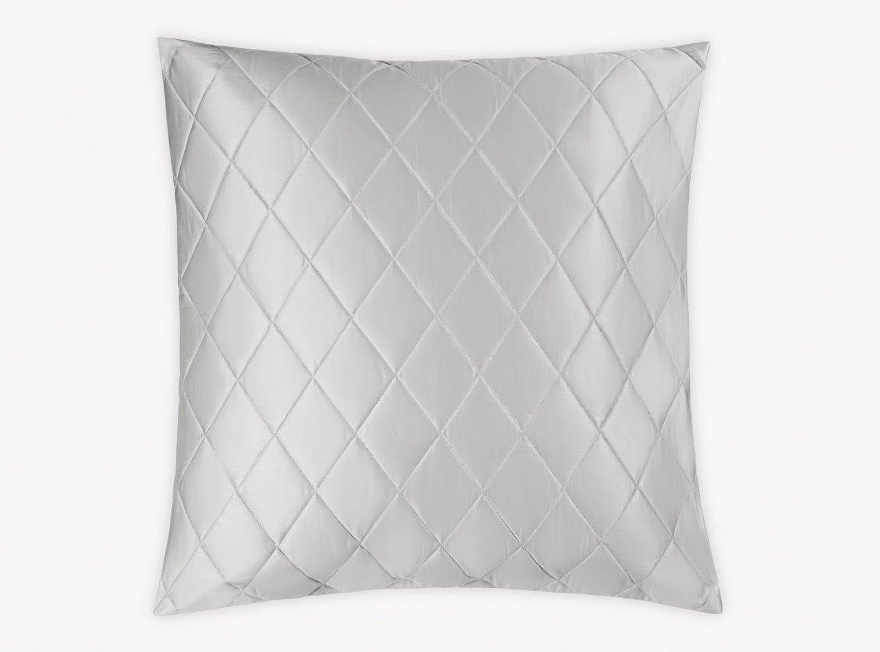 Image of Matouk Nocturne quilt in color euro sham in color silver.