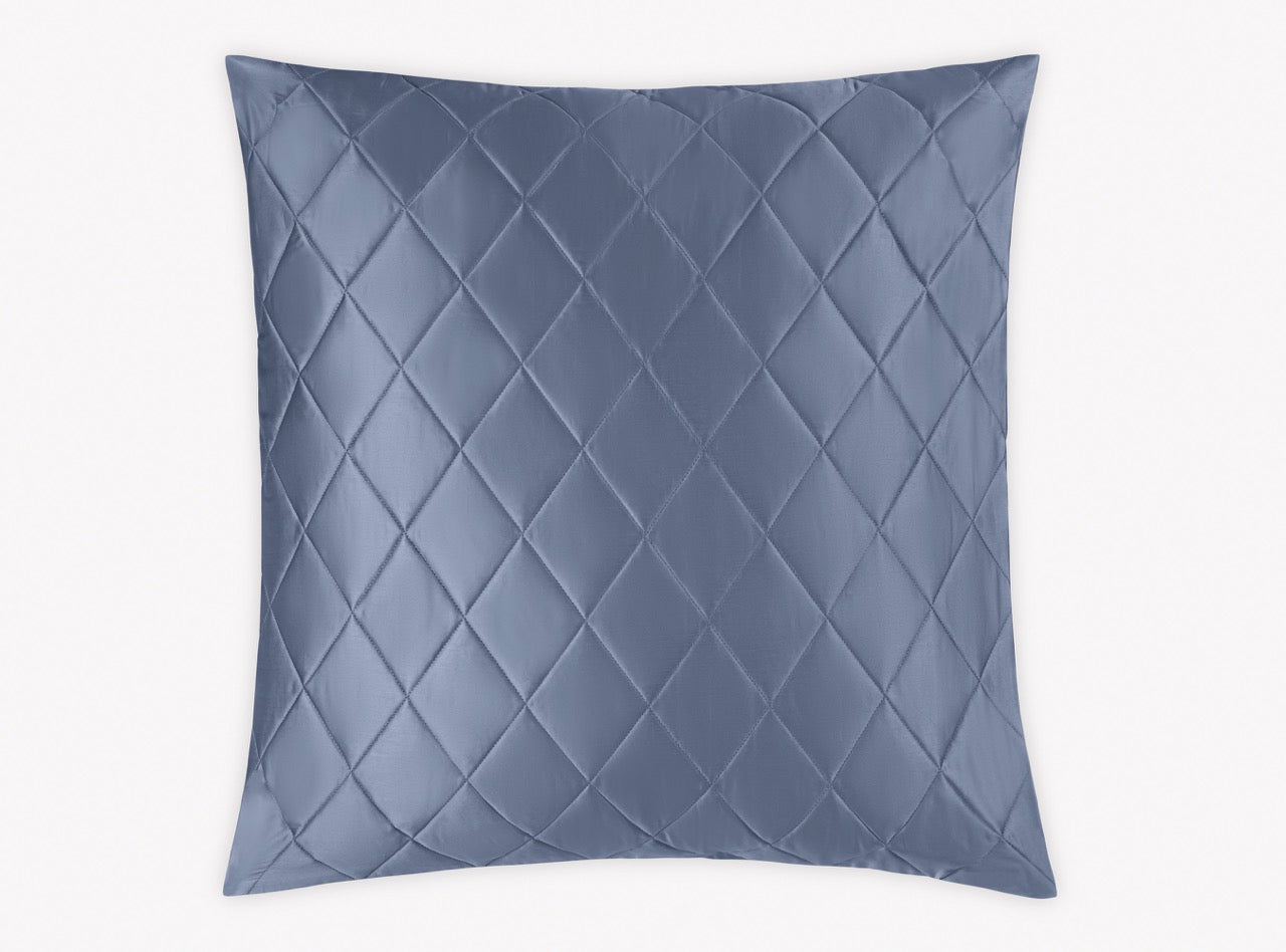 Image of Matouk Nocturne quilt in color euro sham in color steel blue.