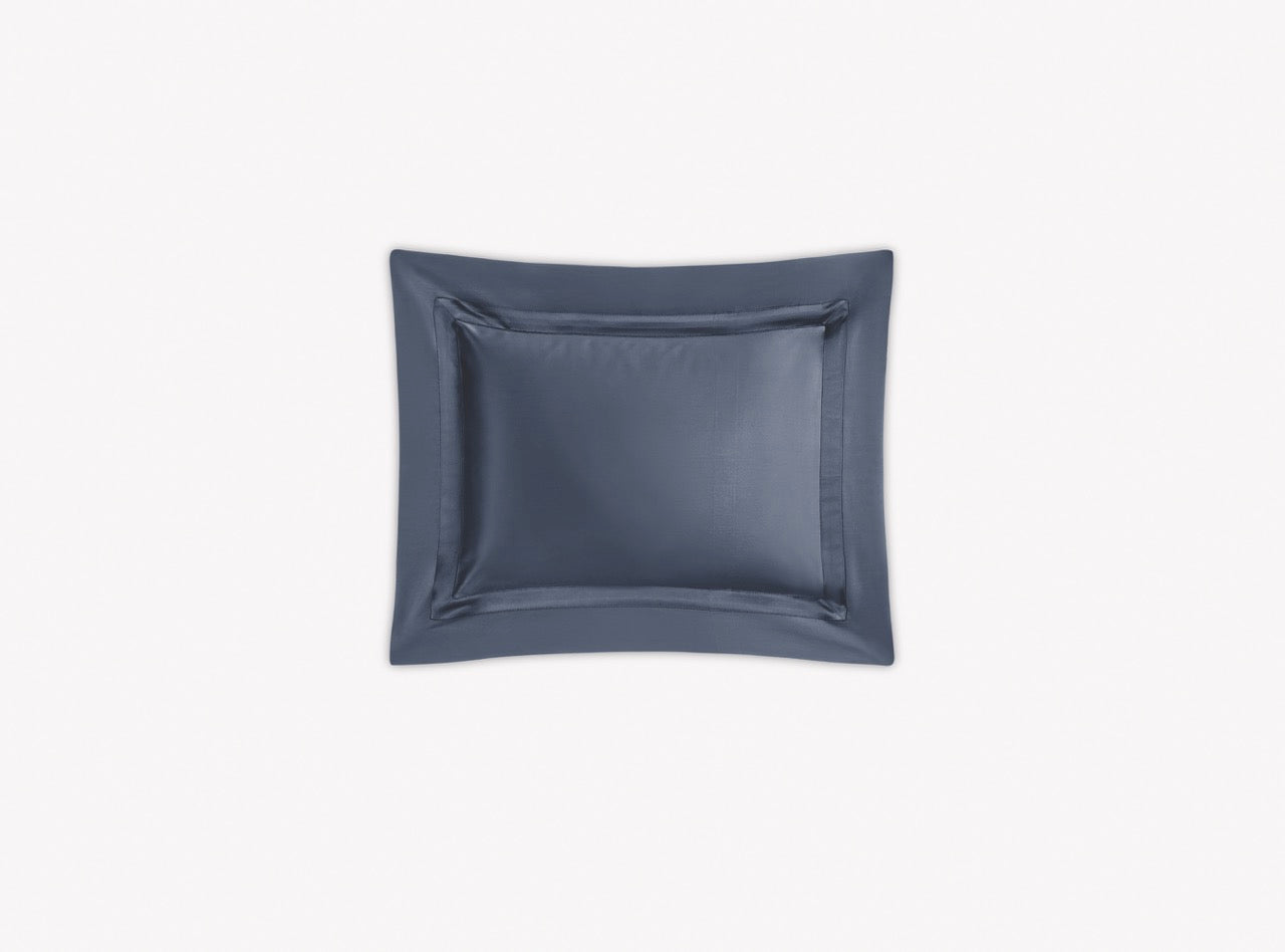 Image of Matouk Nocturne boudoir sham in color steel blue.