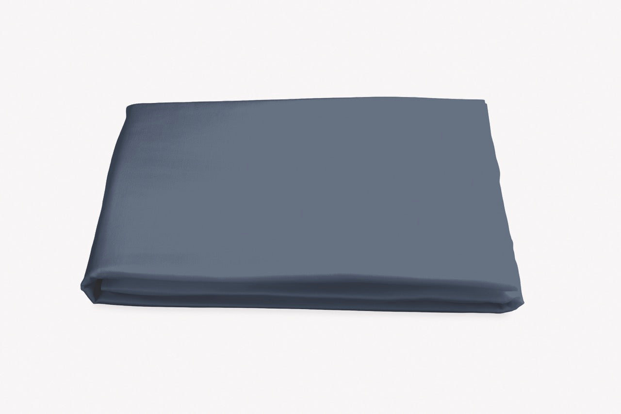 Image of Matouk Nocturne fitted sheet in color steel blue.