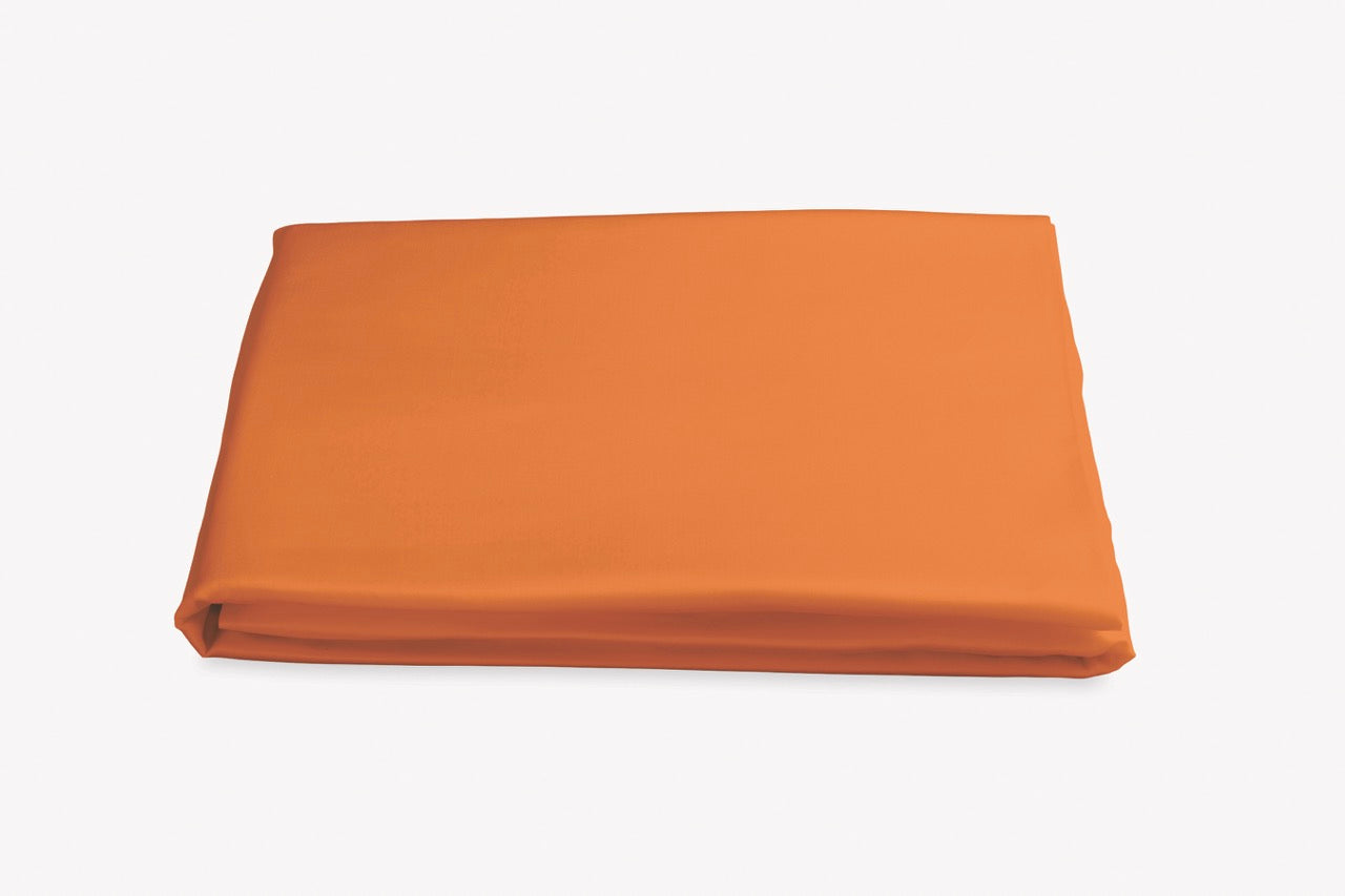 Image of Matouk Nocturne fitted sheet in color tangerine.