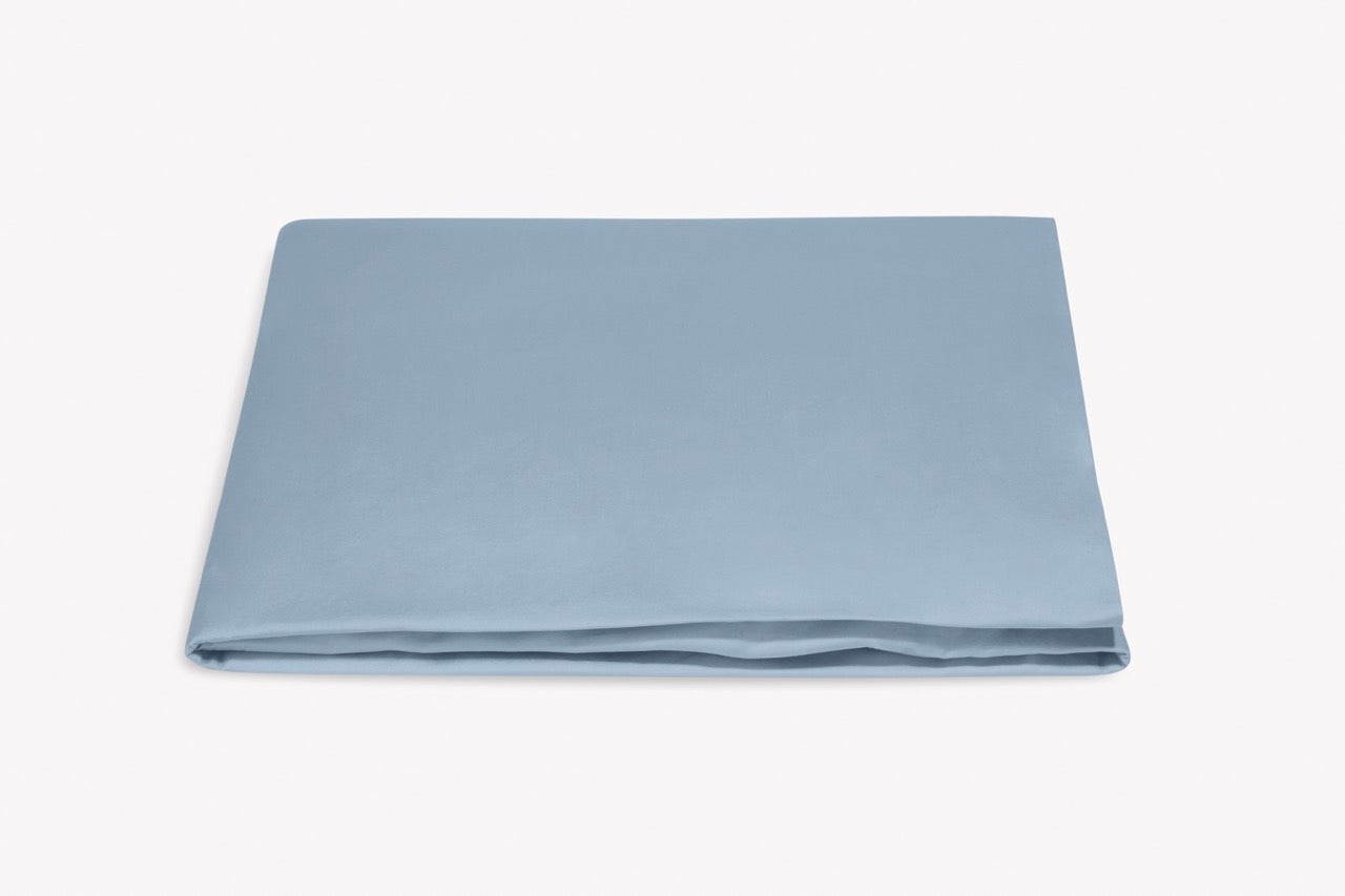 Image of Matouk Nocturne fitted sheet in color hazy blue.