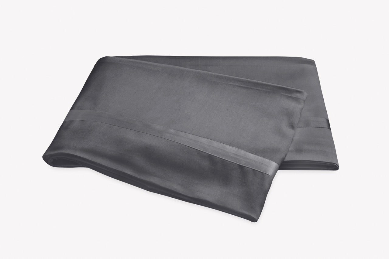 Image of Matouk Nocturne flat sheet in color charcoal.