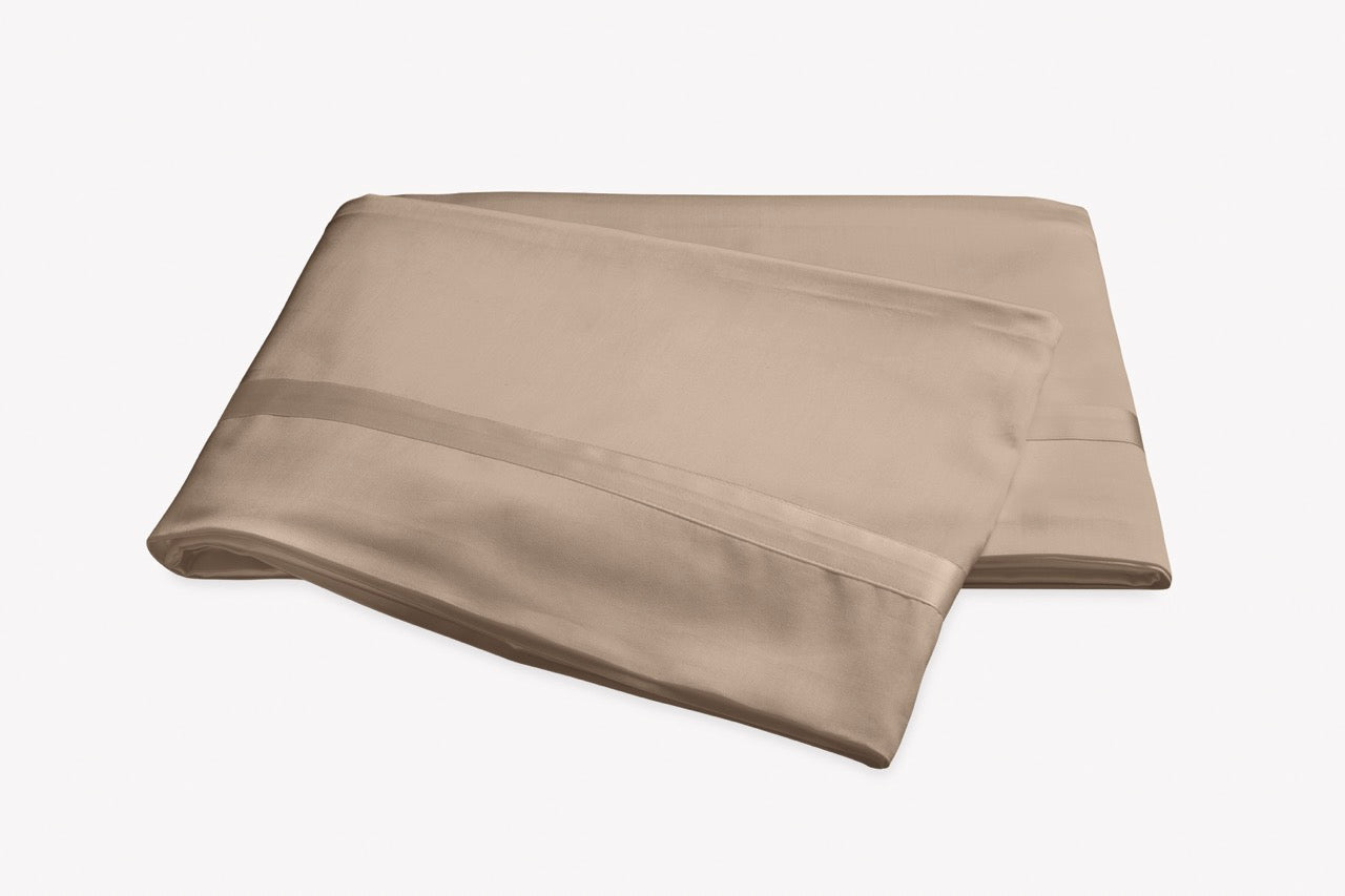 Image of Matouk Nocturne flat sheet in color khaki.