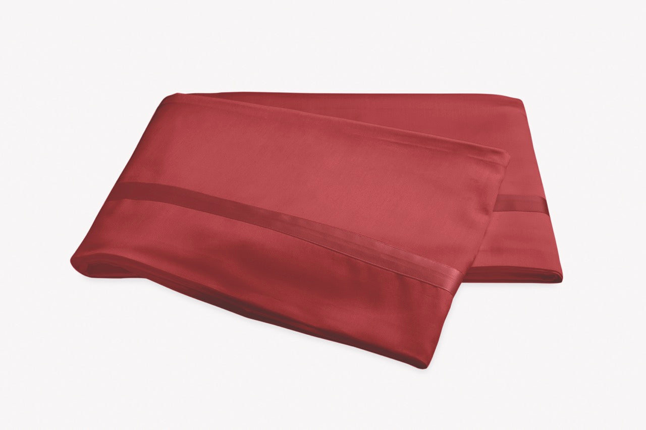 Image of Matouk Nocturne flat sheet in color scarlet.