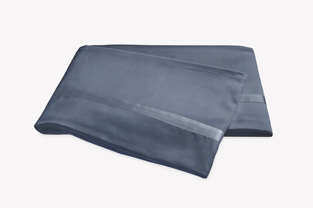 Image of Matouk Nocturne flat sheet in color steel blue.