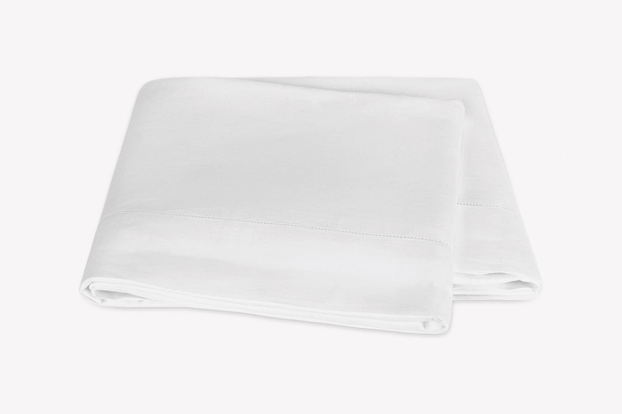 Image of Matouk Roman hemstitch flat sheet in color white.