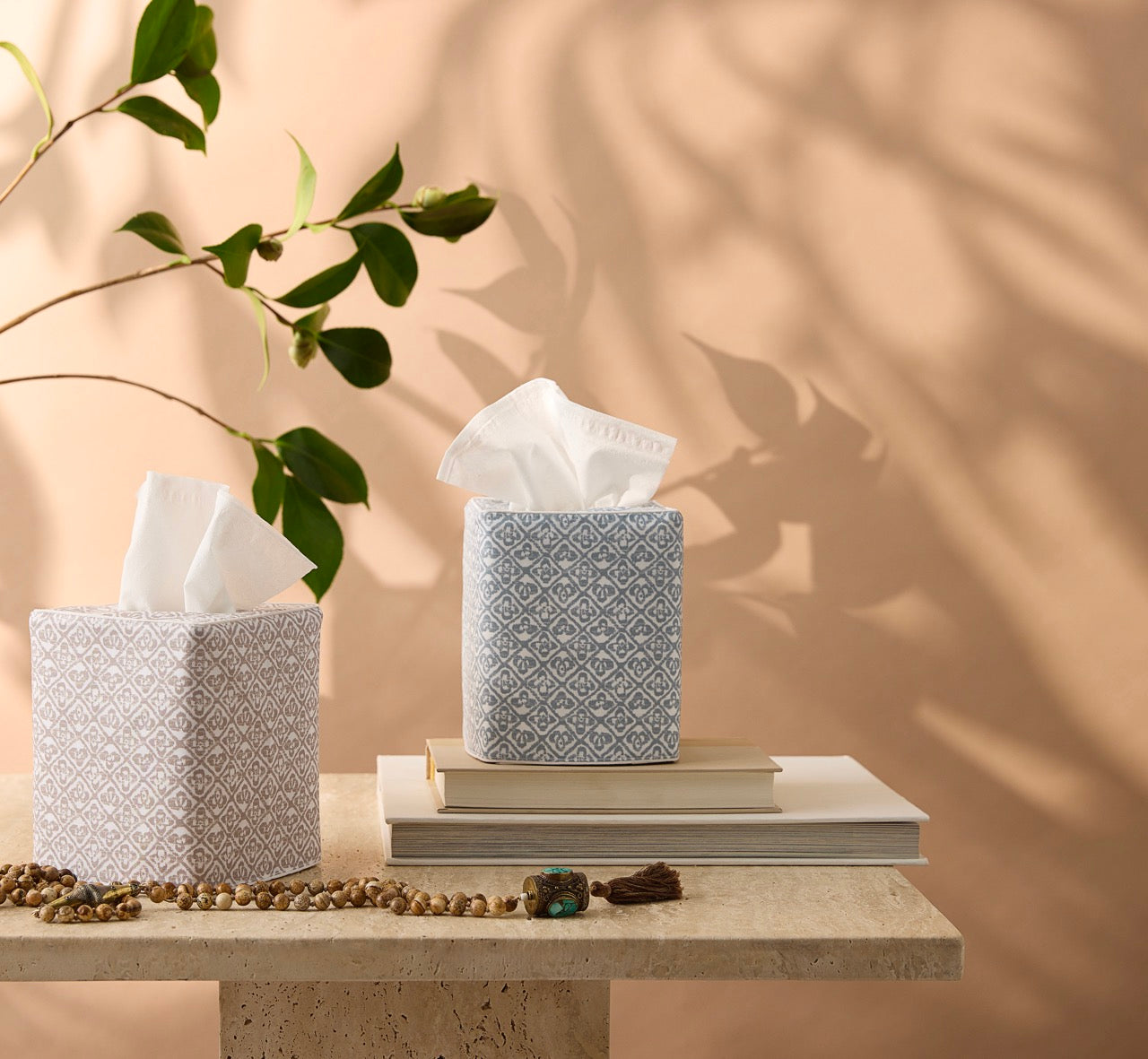 Image of Matouk tissue box cover in color catarina.